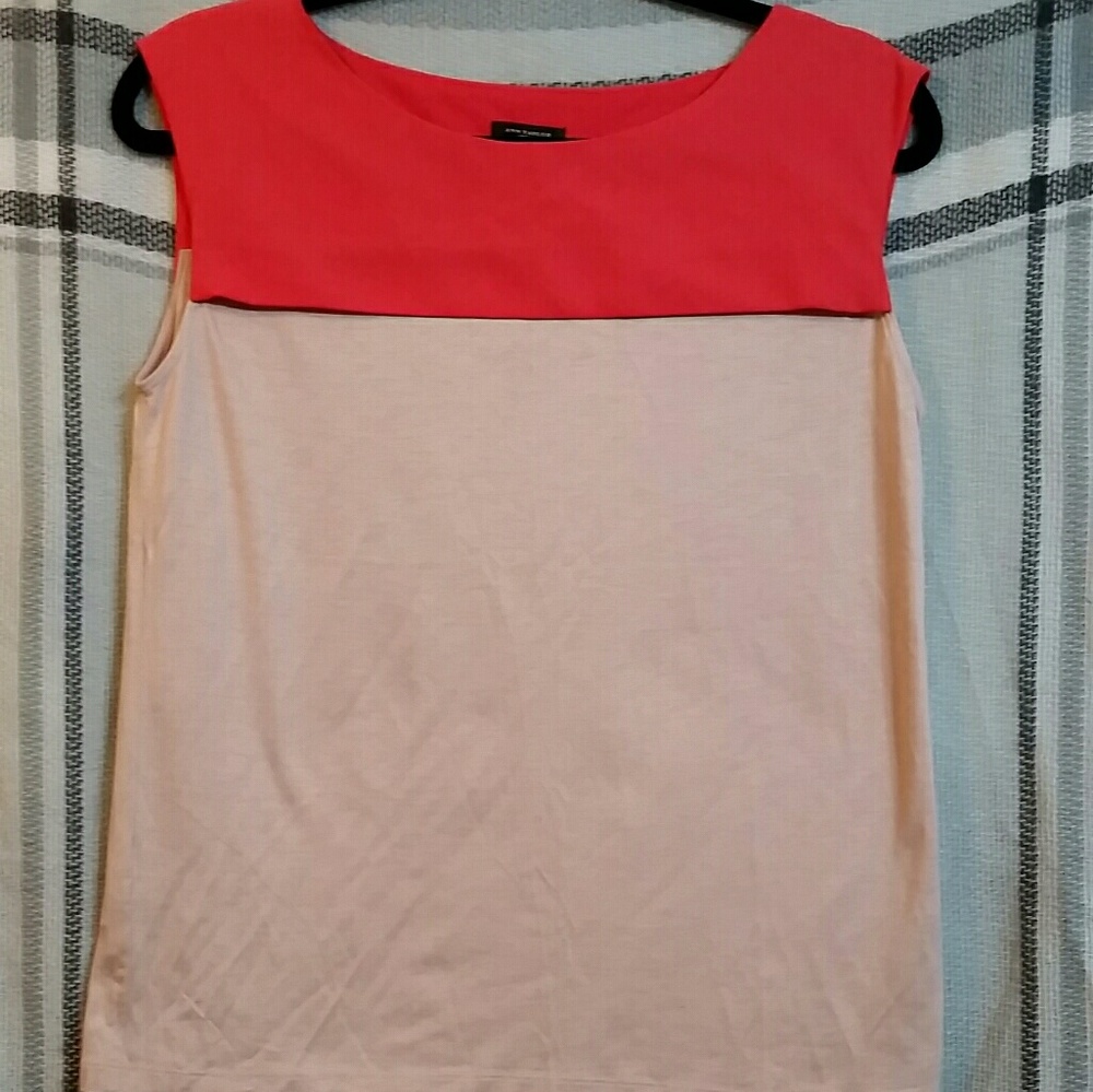 Ann Taylor coral and pink sleeveless top